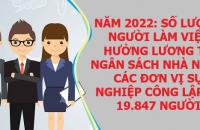 Năm 2022: Số lượng người làm việc hưởng lương từ ngân sách nhà nước các đơn vị sự nghiệp công lập là 19.847 người