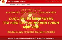 Phát động Cuộc thi tìm hiểu cải cách hành chính năm 2025 trên địa bàn tỉnh Cà Mau
