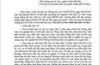 Triển khai thực hiện Thông báo số 114/TB-VPTU về ý kiến kết luận của Bí thư Tỉnh ủy về công tác phòng, chống dịch bệnh COVID-19