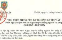 Thư chúc mừng của Bộ Trưởng Bộ Tư pháp 