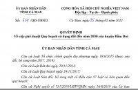 Triển khai các quyết định của Ủy ban nhân dân tỉnh  về việc phê duyệt Quy hoạch sử dụng đất đến năm 2030 của 03 huyện:  Năm Căn, Đầm Dơi, Cái Nước