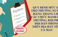 Ban hành nghị quyết quy định mức hỗ trợ thường xuyên  hàng tháng cho các chức danh Đội trưởng, Đội phó Đội dân phòng trên địa bàn tỉnh Cà Mau