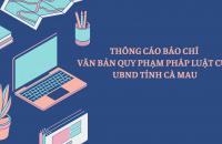 Thông cáo báo chí văn bản quy phạm pháp luật do Ủy ban nhân dân tỉnh Cà Mau ban hành (Quyết định số 56/2026/QĐ-UBND ngày 20/4/2026)