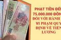 Phạt tiền đến 75.000.000 đồng đối với hành vi vi phạm quy định về tiền lương