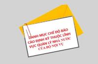 Danh mục chế độ báo cáo định kỳ thuộc lĩnh vực quản lý nhà nước  của Bộ Nội vụ