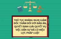 Thủ tục kháng nghị giám đốc thẩm đối với bản án,  quyết định giải quyết vụ việc dân sự đã có hiệu lực pháp luật 