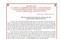 Thư kêu gọi toàn dân xét nghiệm phòng, chông dịch COVID-19