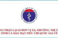 Công nhận lại 63 đơn vị xã, phường, thị trấn của tỉnh Cà Mau đạt tiêu chí Quốc gia về y tế