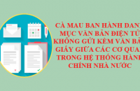 Cà Mau ban hành Danh mục văn bản điện tử không gửi kèm văn bản giấy giữa các cơ quan trong hệ thống hành chính nhà nước
